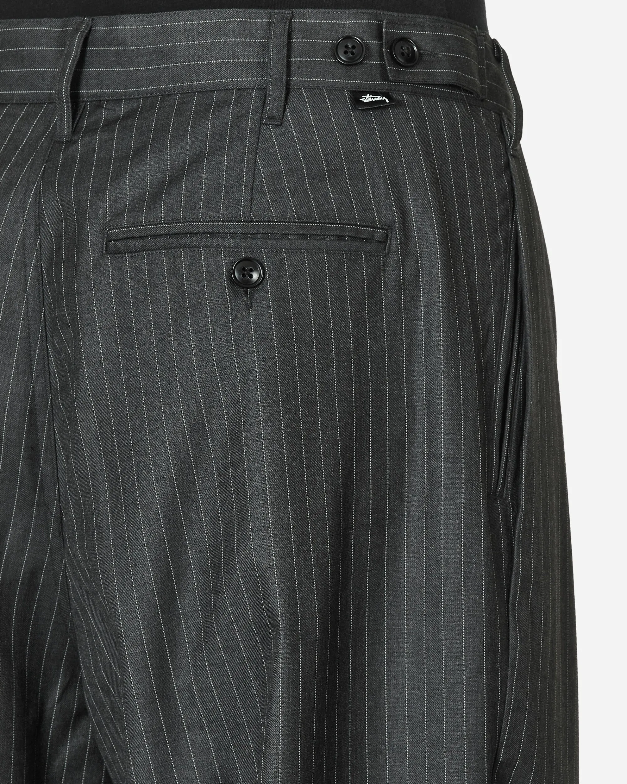 Stüssy Pants^Stripe Volume Pleated Trousers Grey