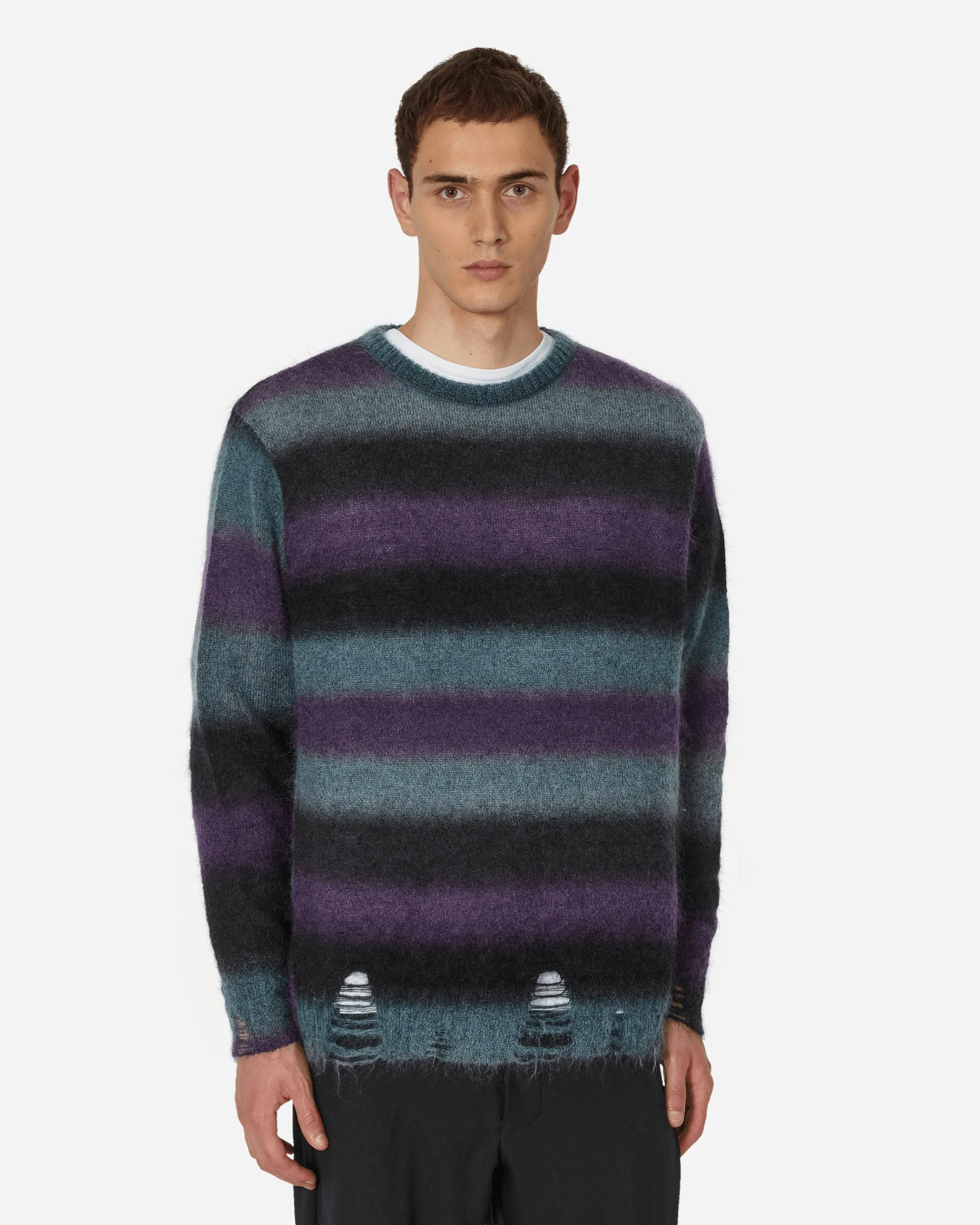 Song for the Mute Knitwear^Striped Mohair Oversized Sweater Midnight
