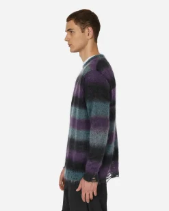 Song for the Mute Knitwear^Striped Mohair Oversized Sweater Midnight