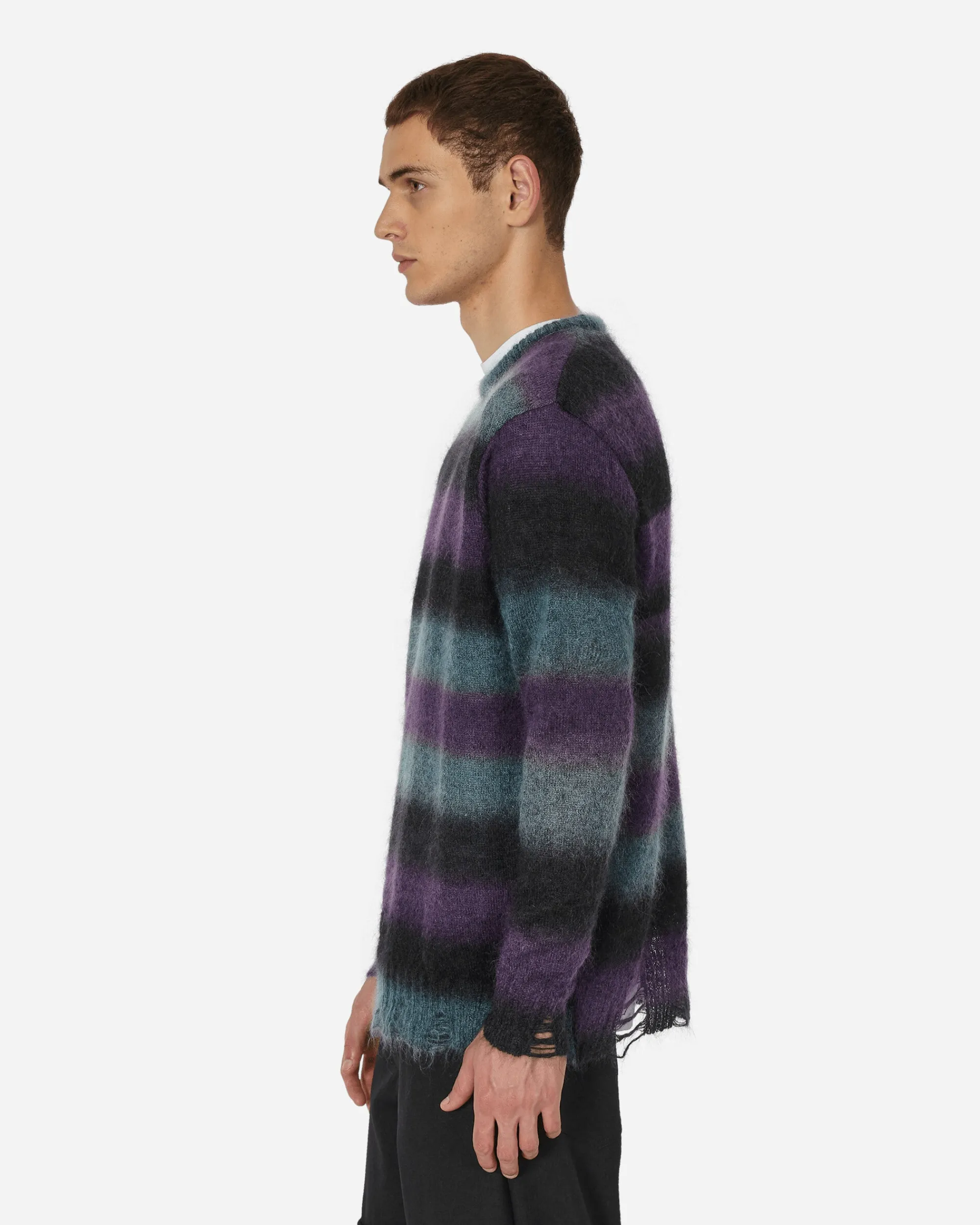 Song for the Mute Knitwear^Striped Mohair Oversized Sweater Midnight