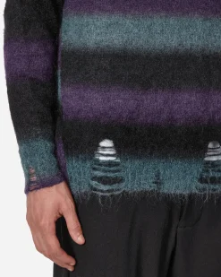 Song for the Mute Knitwear^Striped Mohair Oversized Sweater Midnight
