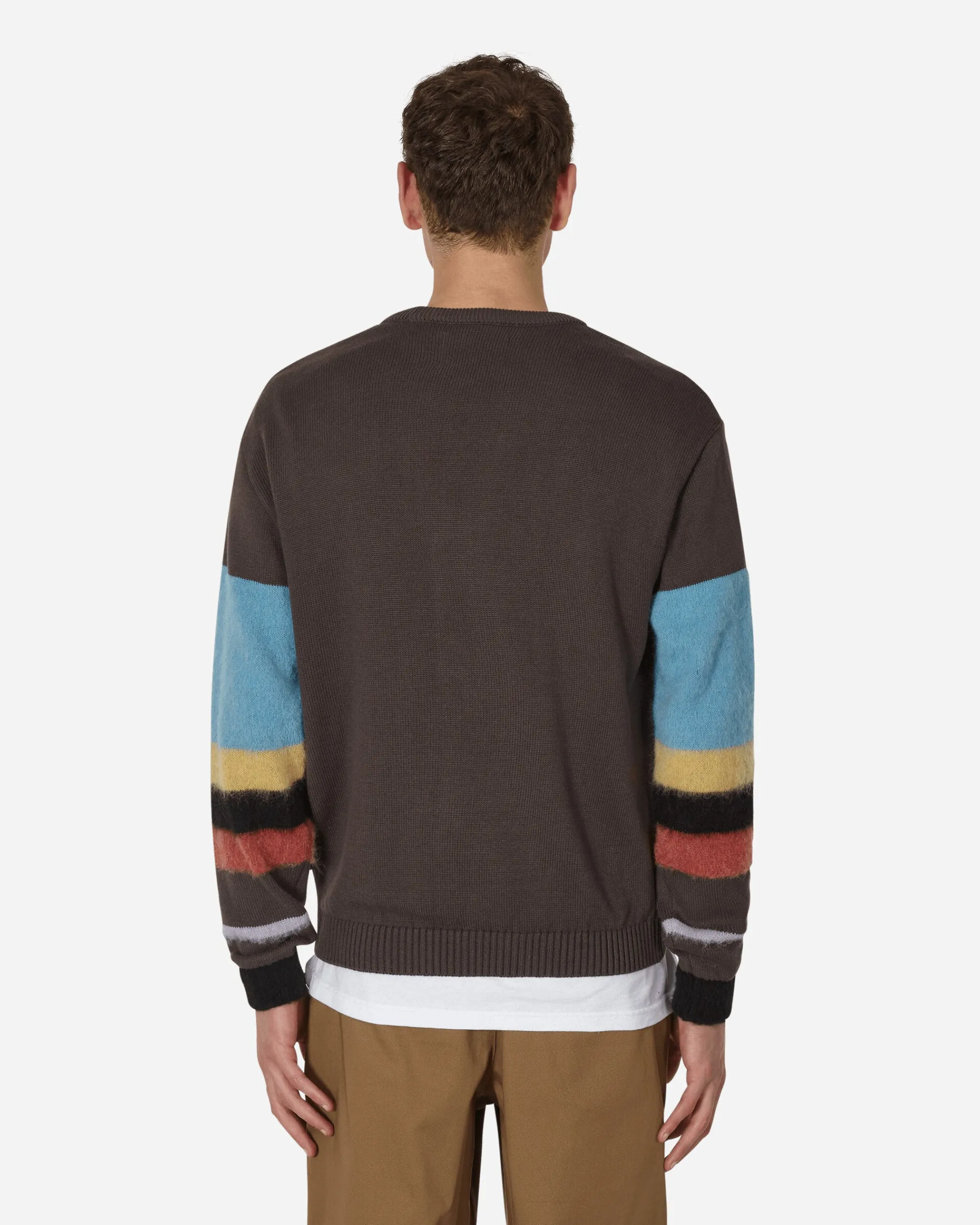Awake NY Knitwear^Striped Mohair Sleeve Cardigan Brown