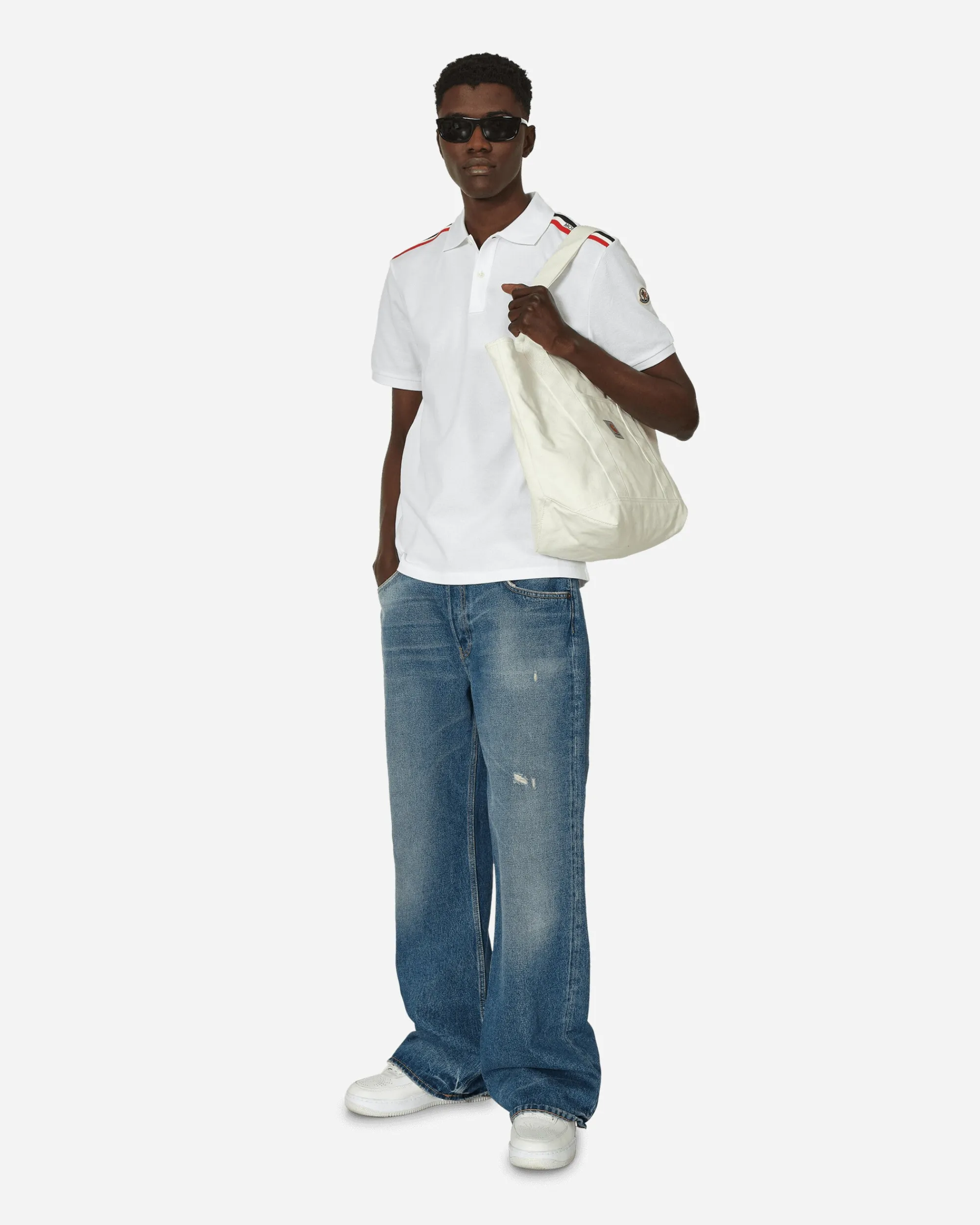 Moncler T-Shirts^Striped Polo Shirt White