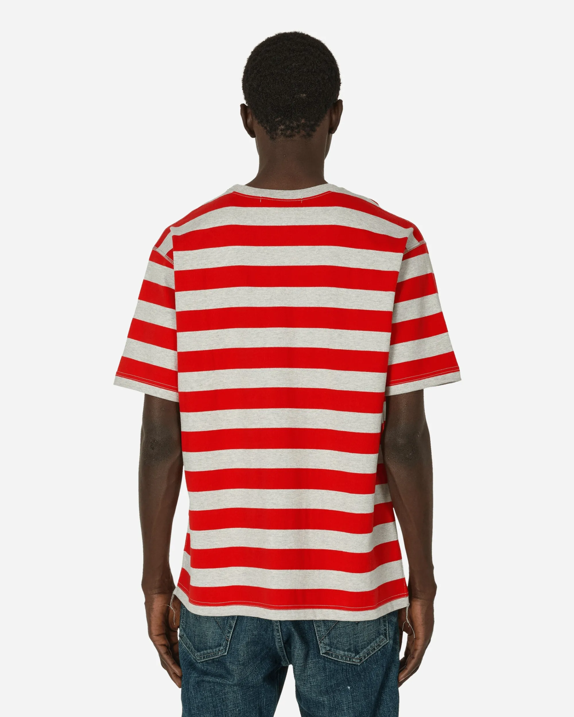 Junya Watanabe MAN T-Shirts^Striped T-Shirt Grey / Red