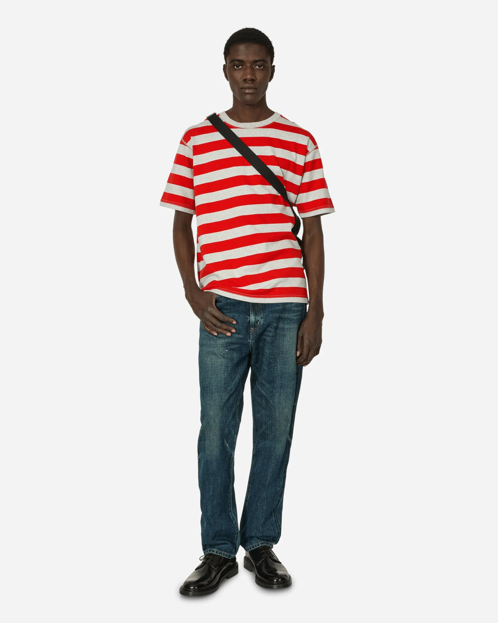 Junya Watanabe MAN T-Shirts^Striped T-Shirt Grey / Red