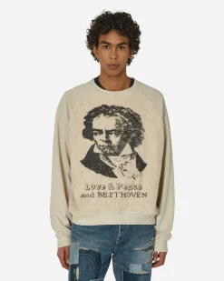KAPITAL Sweatshirts^30/-SWT Knit x Fur Grizzly Sweatshirt (Profile Rainbowy & Beethoven) Ecru