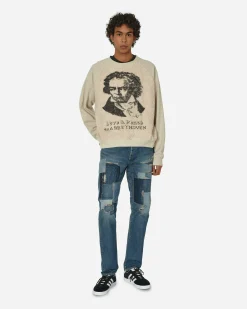 KAPITAL Sweatshirts^30/-SWT Knit x Fur Grizzly Sweatshirt (Profile Rainbowy & Beethoven) Ecru