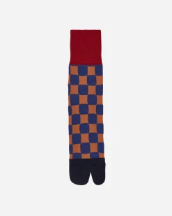 Brain Dead Underwear^Tabi Checker Quarter Crew Socks Navy