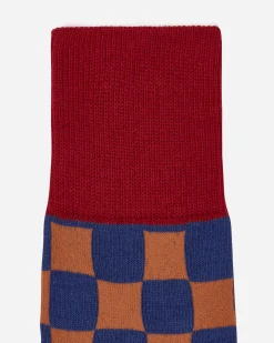 Brain Dead Underwear^Tabi Checker Quarter Crew Socks Navy