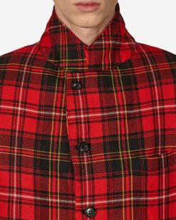Comme Des Garçons Black Coats And Jackets^Tartan Elbow Buckle Detail Jacket Red