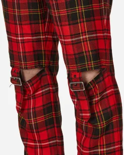 Comme Des Garçons Black Pants^Tartan Knee Buckle Detail Pants Red
