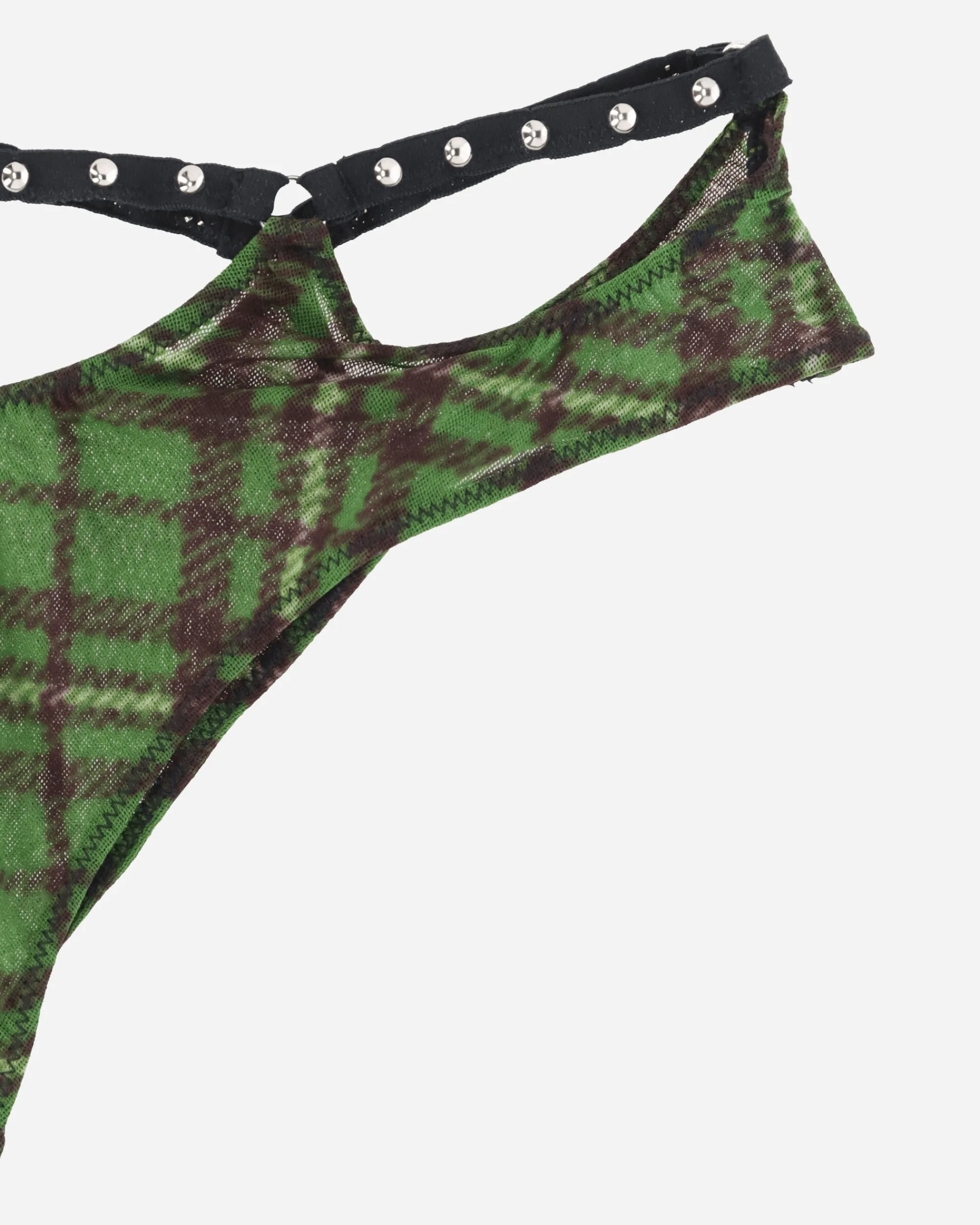 Priscavera Underwear^Tartan Studded Thong Green