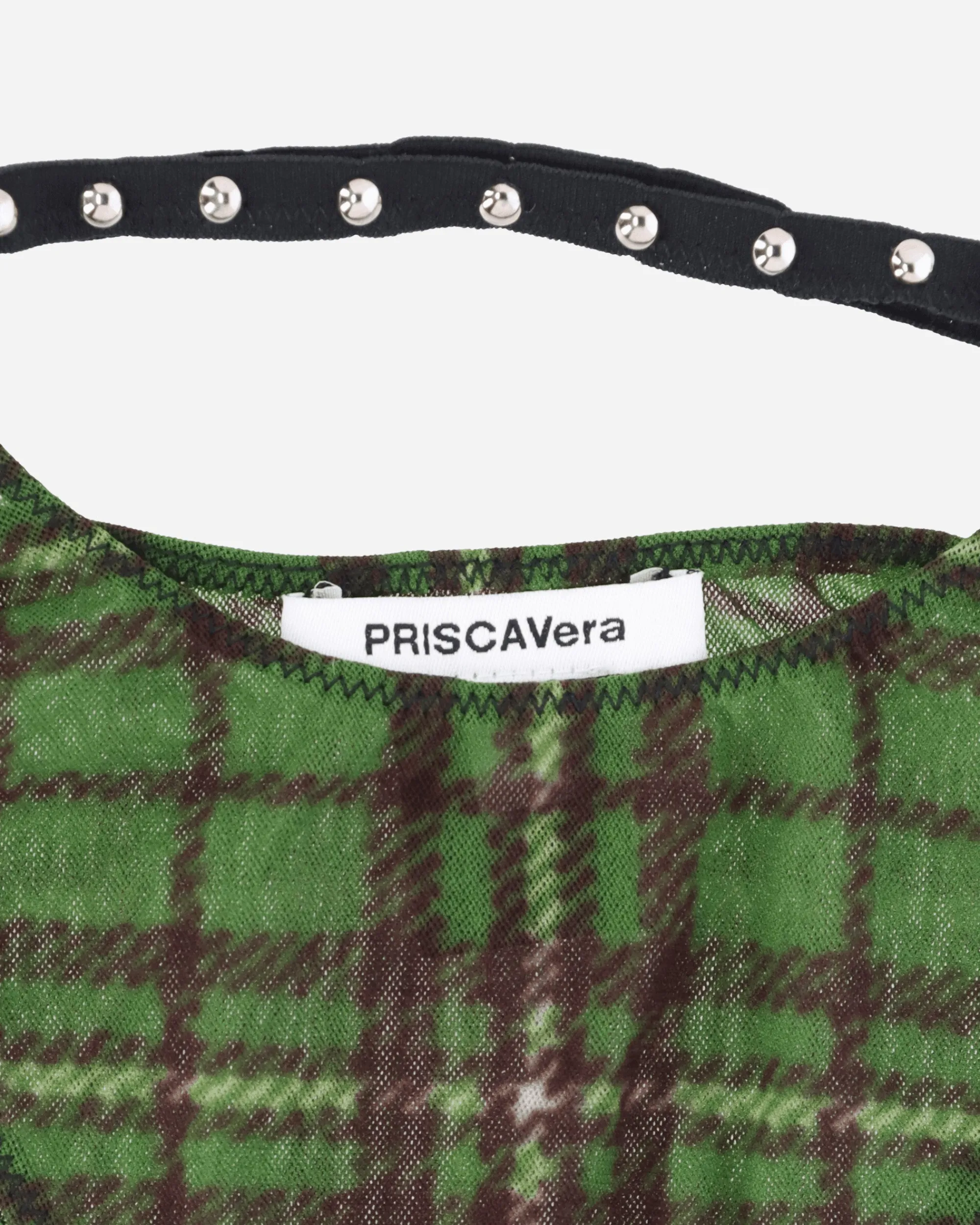 Priscavera Underwear^Tartan Studded Thong Green