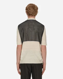 Stone Island Shirts^TELA COTONE LINO FIAMMATO-TC Garment Dyed Shortsleeve Jacket Yellow