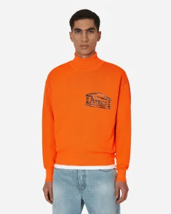 Aries Knitwear^Temple Fluro Turtleneck Sweater Orange
