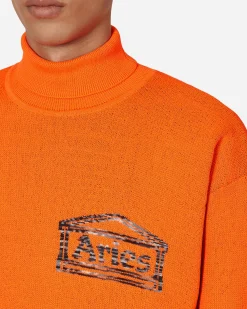 Aries Knitwear^Temple Fluro Turtleneck Sweater Orange