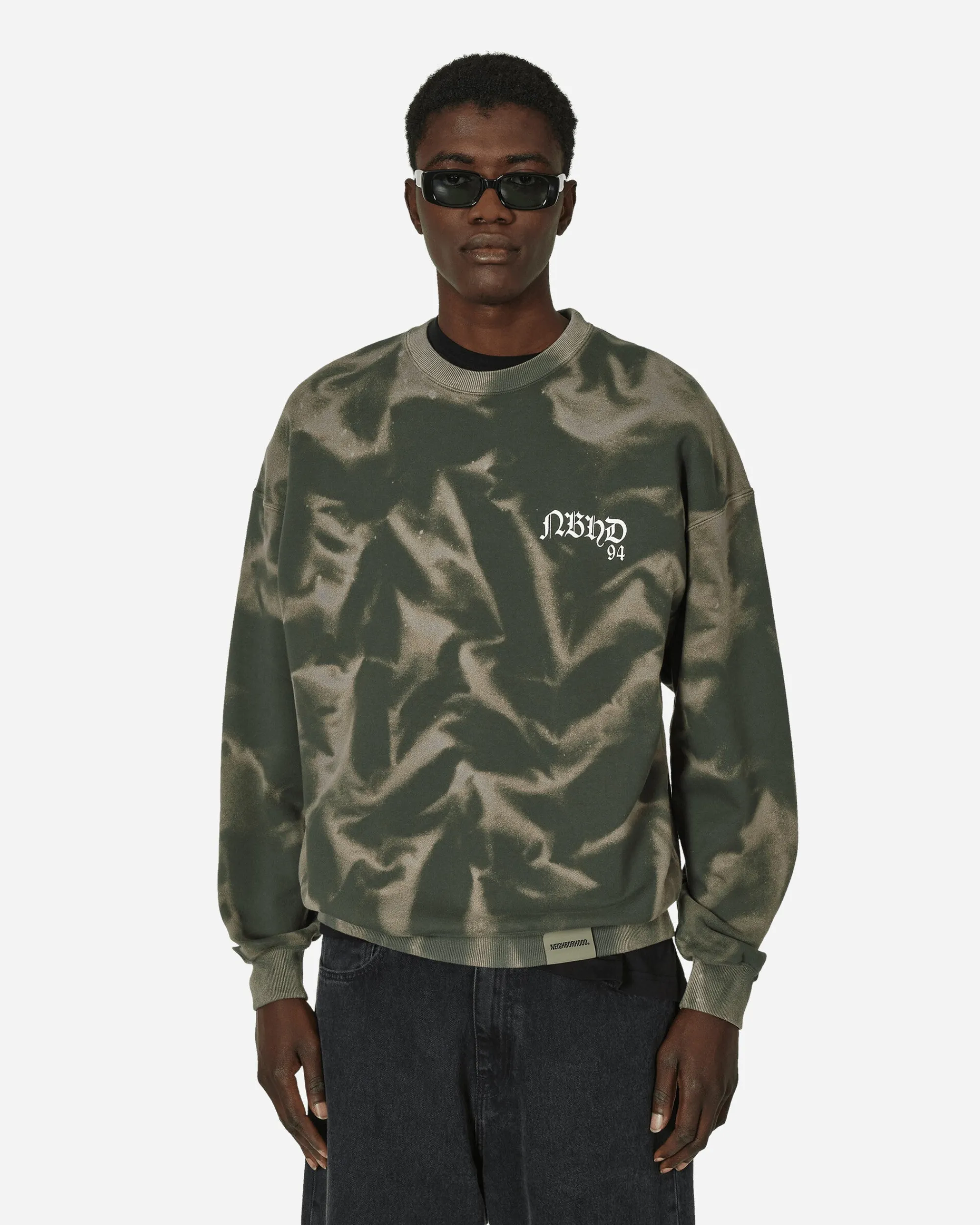 Neighborhood Sweatshirts^Tie-Dye Crewneck Sweatshirt Olive Drab