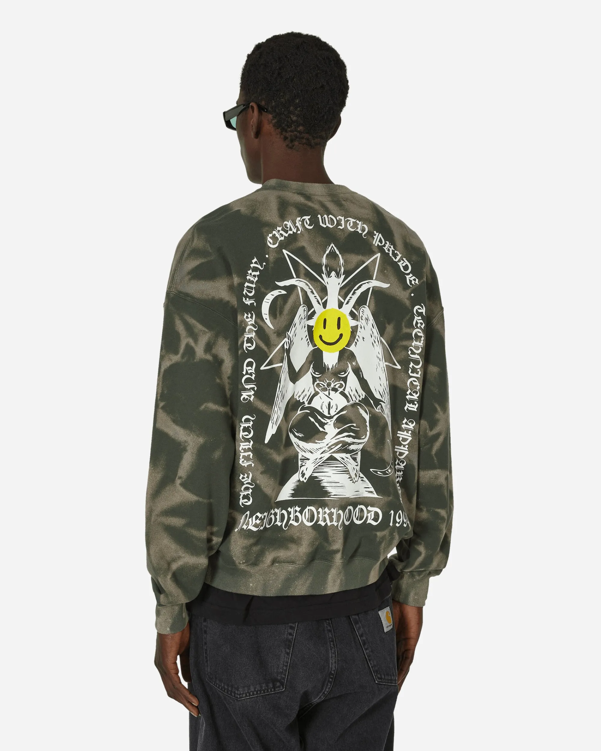 Neighborhood Sweatshirts^Tie-Dye Crewneck Sweatshirt Olive Drab
