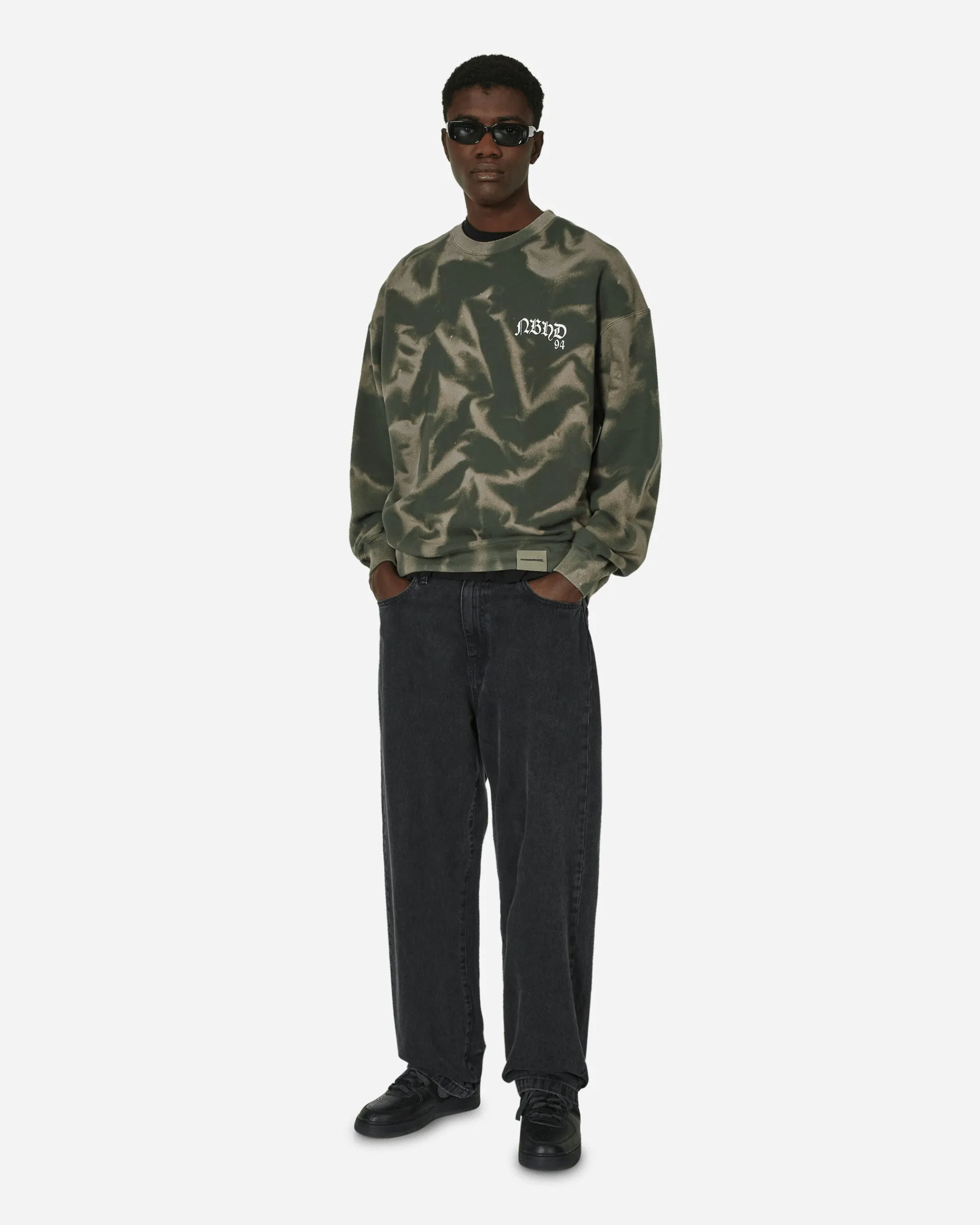 Neighborhood Sweatshirts^Tie-Dye Crewneck Sweatshirt Olive Drab