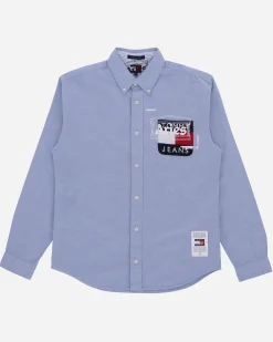 Aries Shirts^Tommy x Remade: Overprinted Pocket Shirt Blue