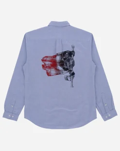 Aries Shirts^Tommy x Remade: Overprinted Pocket Shirt Blue