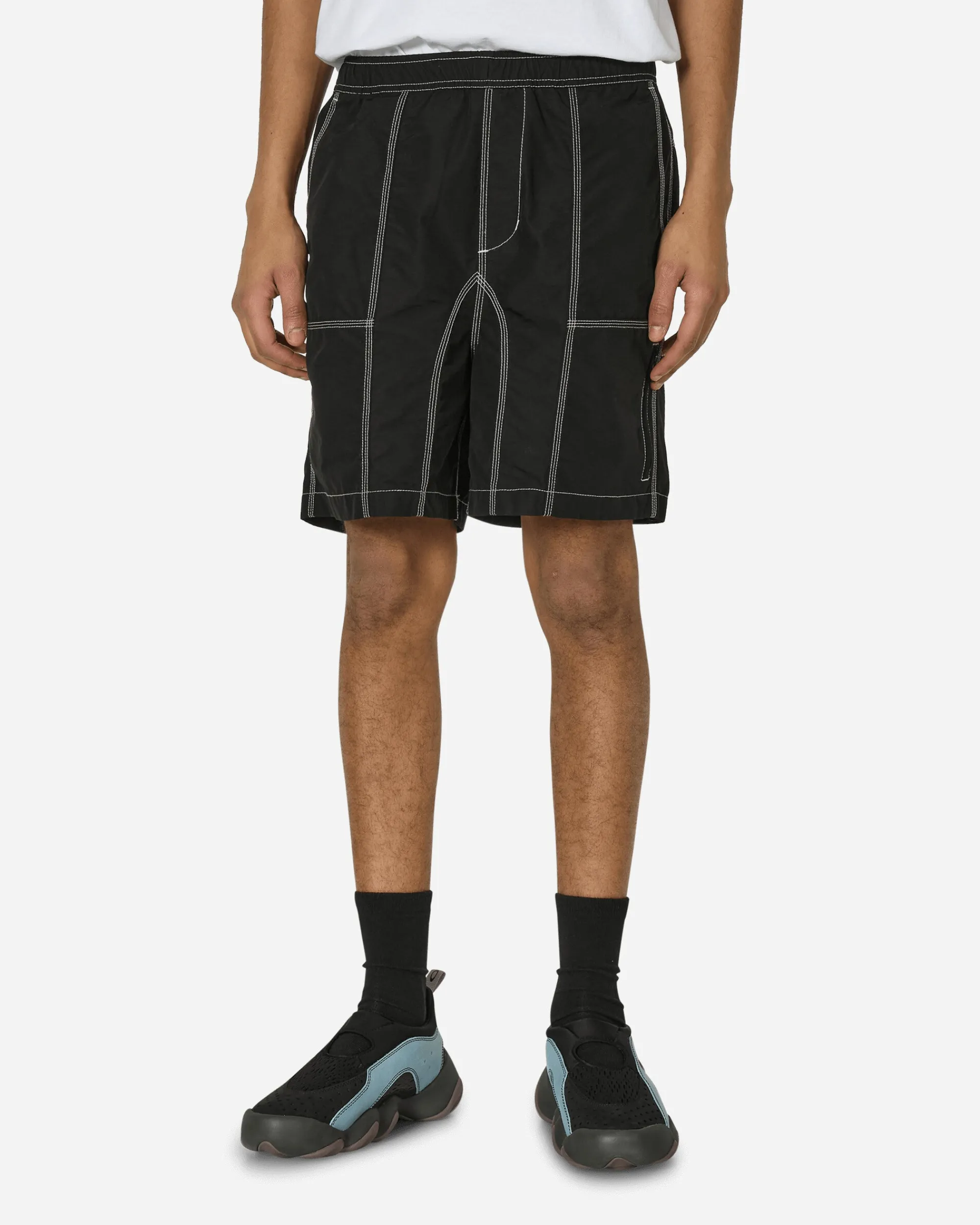 Brain Dead Shorts^Triple Needle Bishop Shorts Black