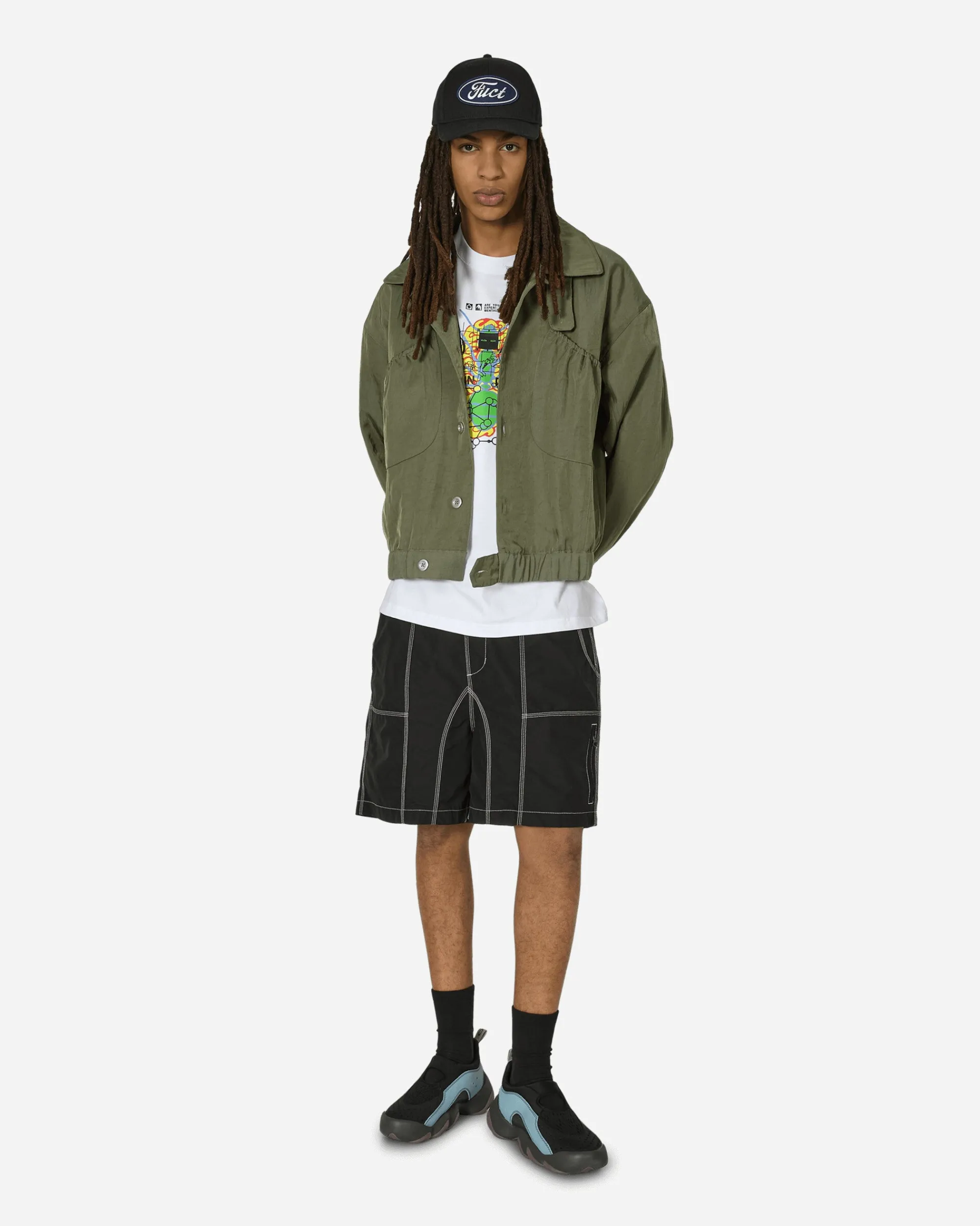 Brain Dead Shorts^Triple Needle Bishop Shorts Black