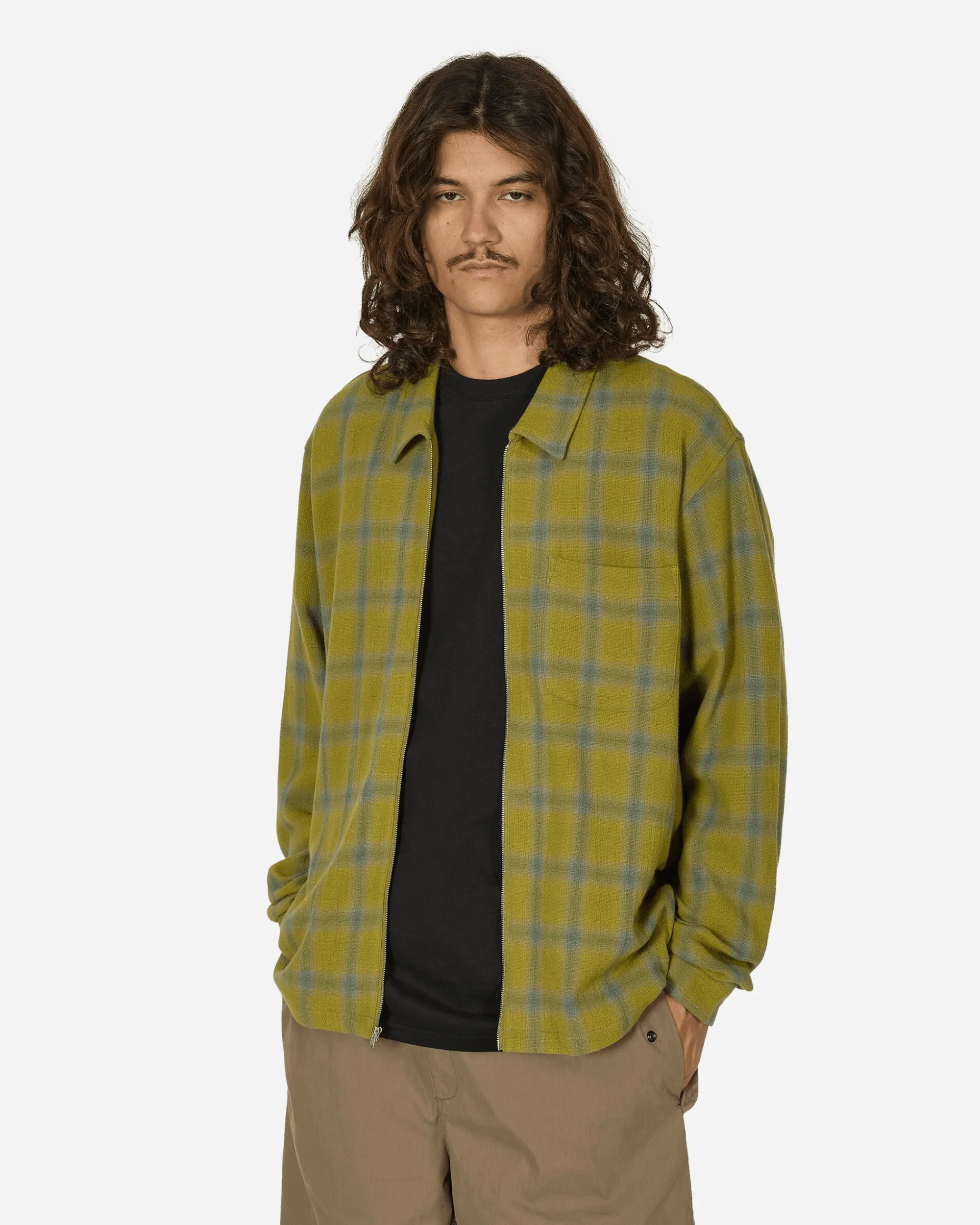 Stüssy Shirts^Twisted Yarn Plaid Zip Shirt Green