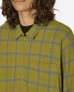 Stüssy Shirts^Twisted Yarn Plaid Zip Shirt Green