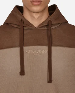 Guess USA Sweatshirts^Two Tone Hooded Sweatshirt Brown