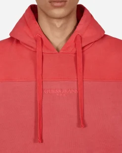Guess USA Sweatshirts^Two Tone Hooded Sweatshirt Red