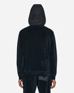 Moncler Sweatshirts^Velvet Hooded Sweatshirt Blue