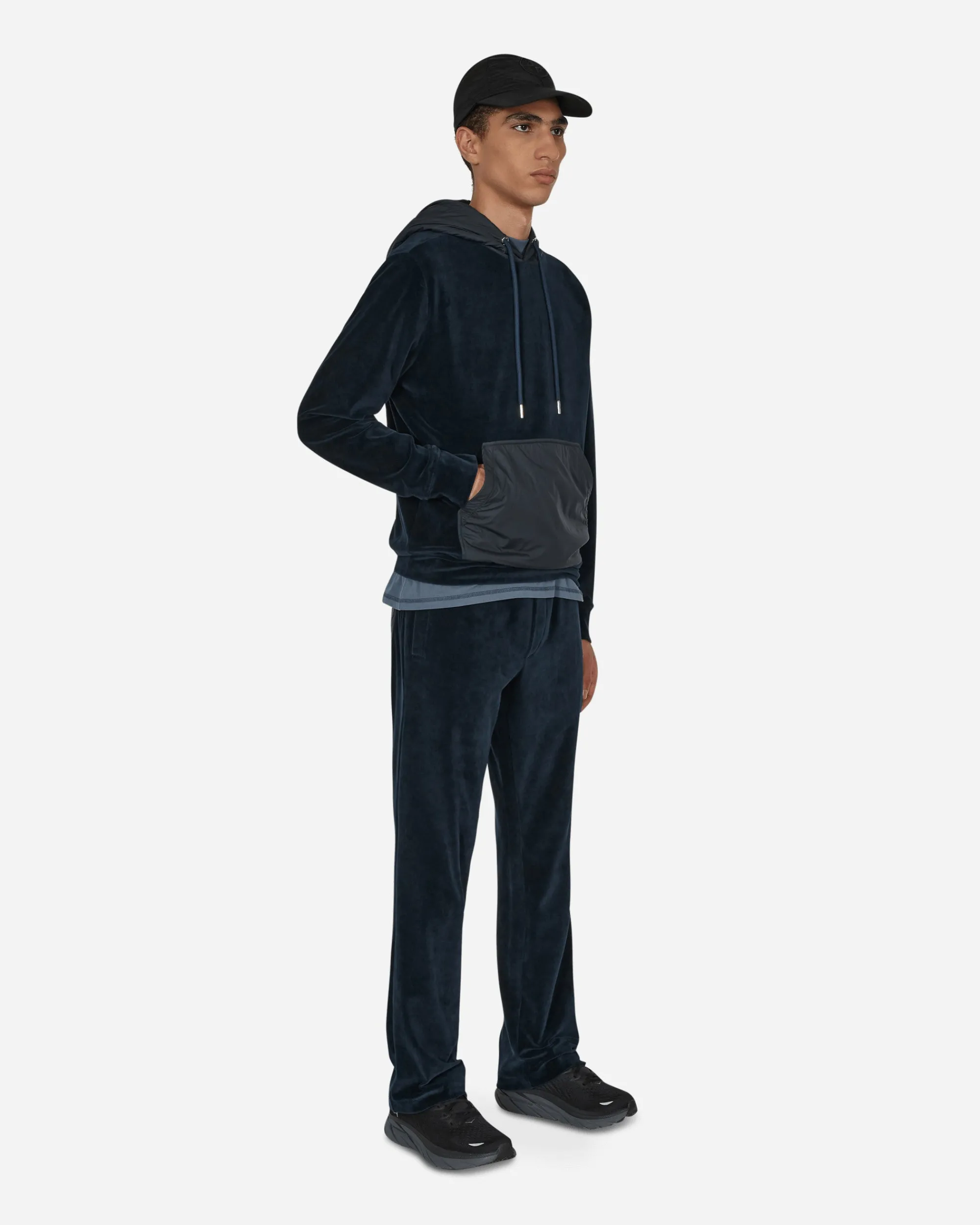 Moncler Sweatshirts^Velvet Hooded Sweatshirt Blue