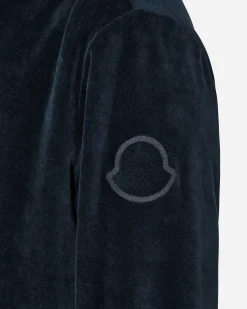 Moncler Sweatshirts^Velvet Hooded Sweatshirt Blue