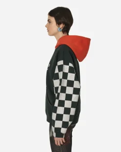 ERL Sweatshirts^Venice Checked Sleeve Hooded Sweatshirt Black