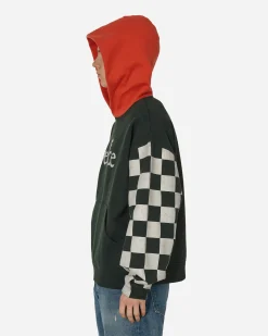 ERL Sweatshirts^Venice Checked Sleeve Hooded Sweatshirt Black
