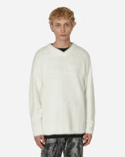 ERL Knitwear^V-Neck Hairy Sweater White
