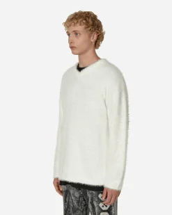 ERL Knitwear^V-Neck Hairy Sweater White