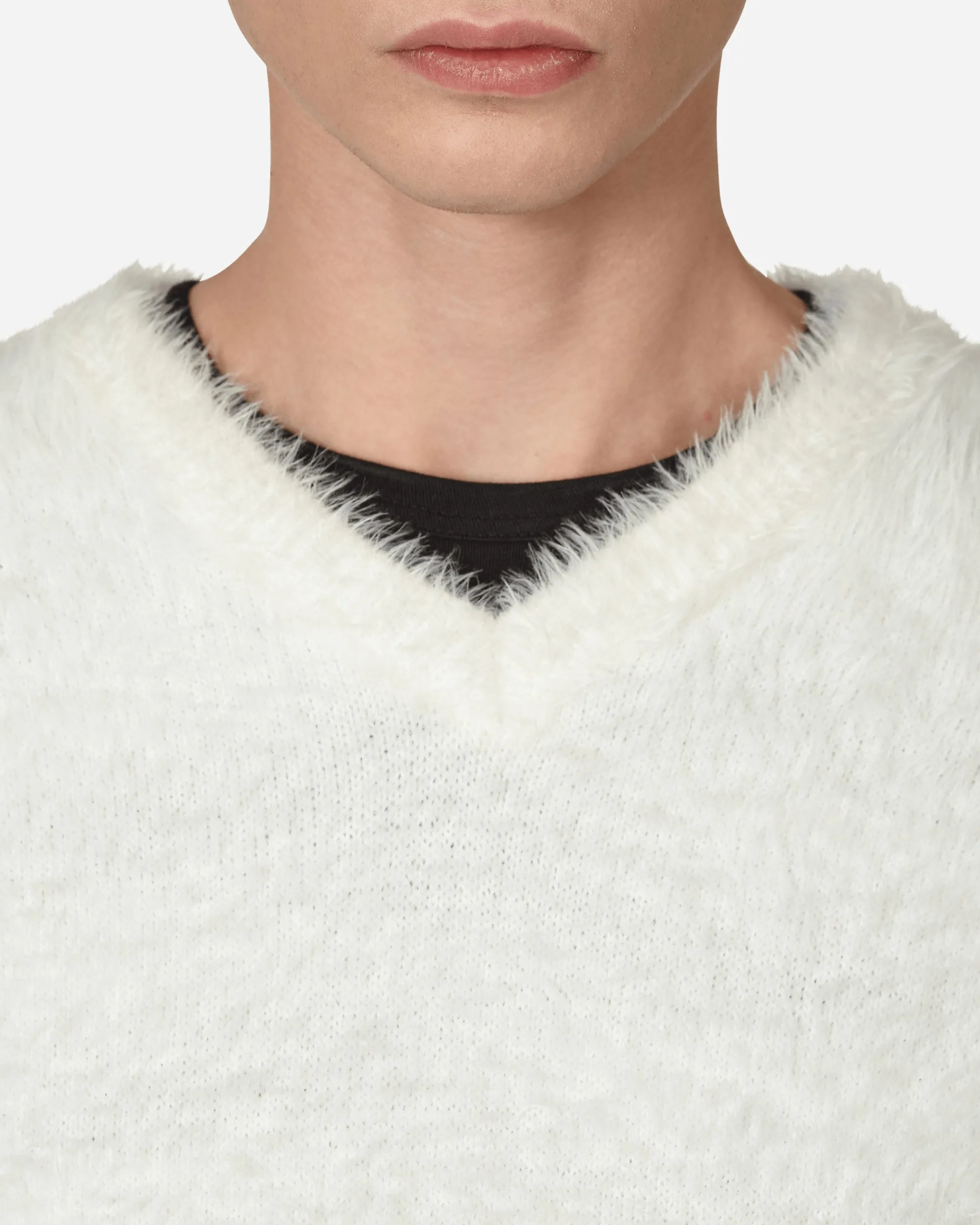 ERL Knitwear^V-Neck Hairy Sweater White