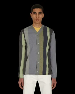 Comme Des Garçons Shirt Knitwear^V-Neck Striped Cardigan Black