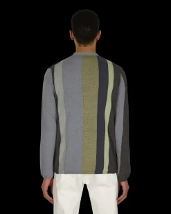 Comme Des Garçons Shirt Knitwear^V-Neck Striped Cardigan Black