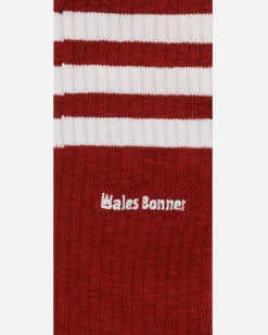adidas Underwear^Wales Bonner Socks Wonder White / Burgundy