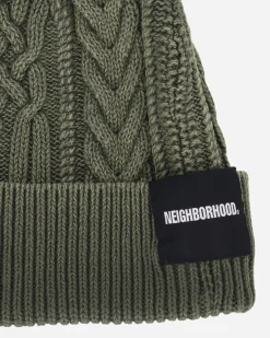 Neighborhood Hats|Hats^Washed Cable Beanie Olive Drab