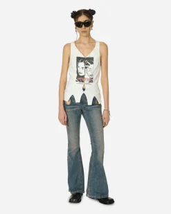 MARRKNULL Pants^Washed Cutout Jeans Blue