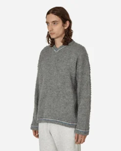 ERL Knitwear^Washed V-Neck Sweater Grey
