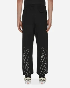 Off-White Pants^Wave Outline Diag Slim Sweatpants Black