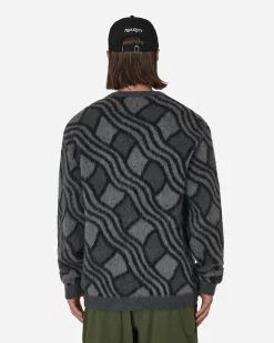 Awake NY Knitwear^Wavy Jacquard Mohair Cardigan Charcoal