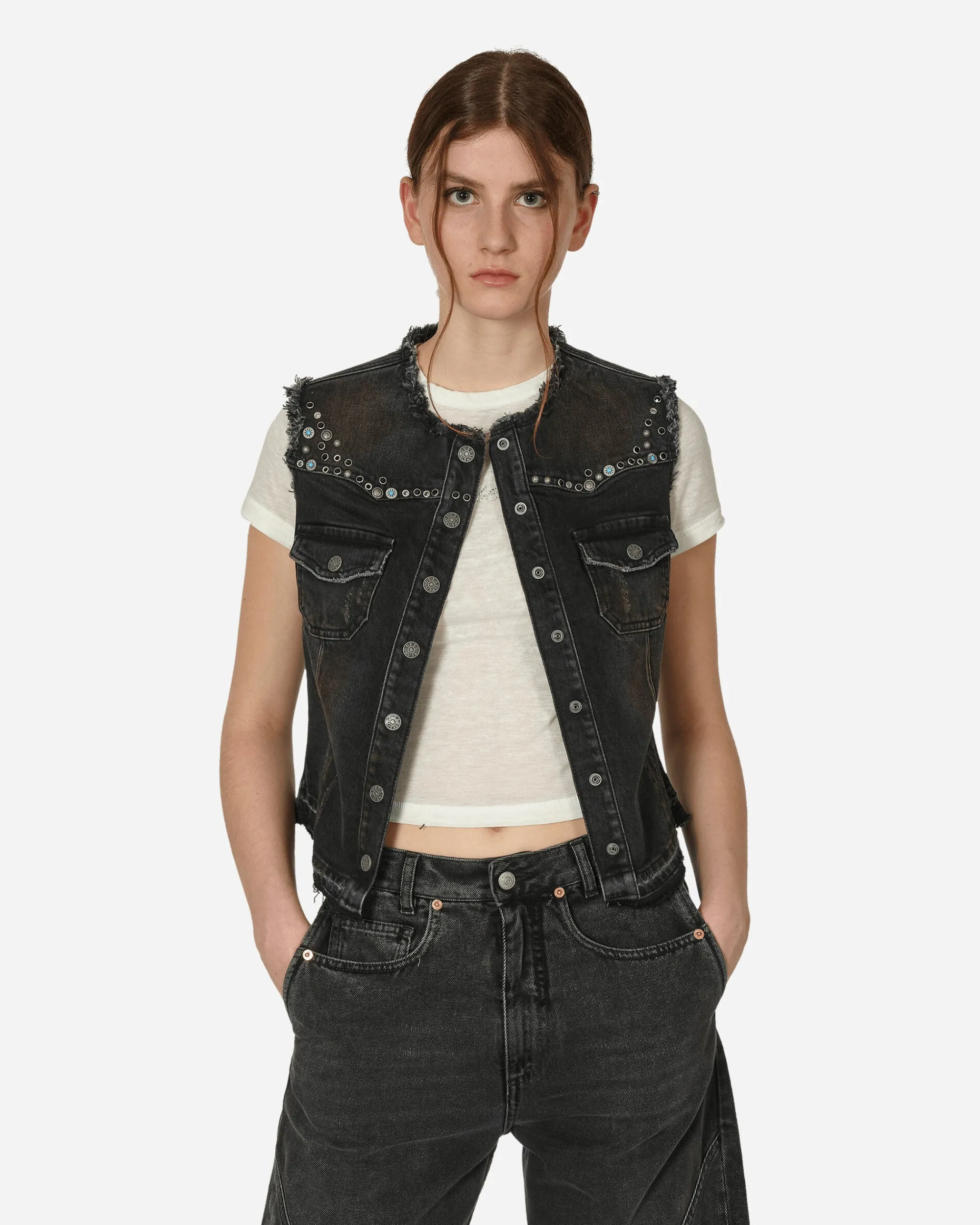 Guess USA Coats And Jackets^Western Denim Vest Used Black Wash