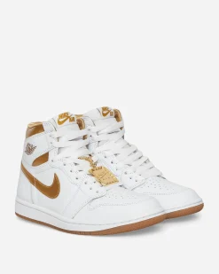 Nike Jordan Sneakers·High|Sneakers^Women's Air Jordan 1 Retro High OG Sneakers White / Metallic Gold