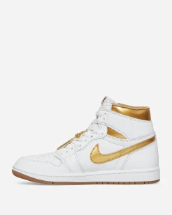 Nike Jordan Sneakers·High|Sneakers^Women's Air Jordan 1 Retro High OG Sneakers White / Metallic Gold